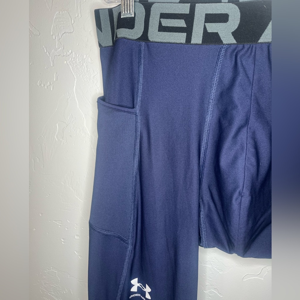 Under Armour HeatGear Blue‎ Men’s Athletic Compression Leggings - Picture 5 of 10